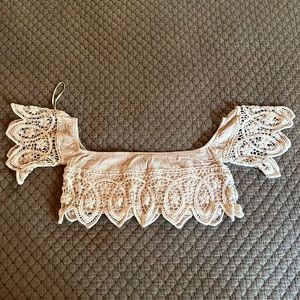 Beige Crop Top with Lace